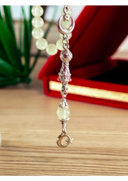 Kedi Gözü Kişiye Özel Harfli Hediyelik Tesbih Gece Karanlıkta Parlar 8 mm Küre Tesbih