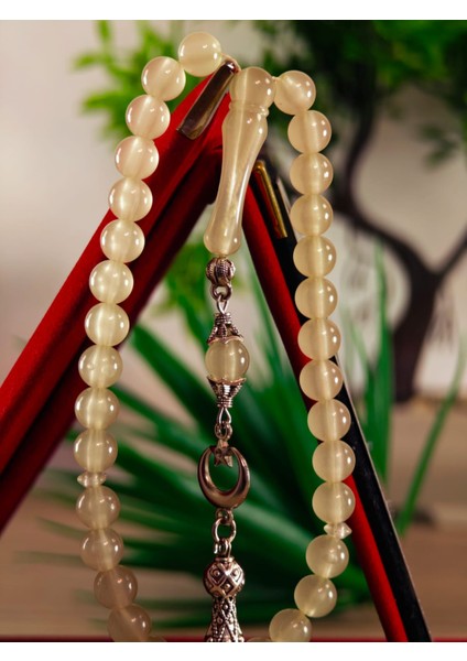 Kedi Gözü Kişiye Özel Harfli Hediyelik Tesbih Gece Karanlıkta Parlar 8 mm Küre Tesbih