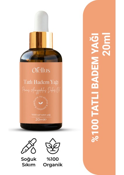 Tatlı Badem Yağı %100 Soğuk Press ve Doğal 20 ml