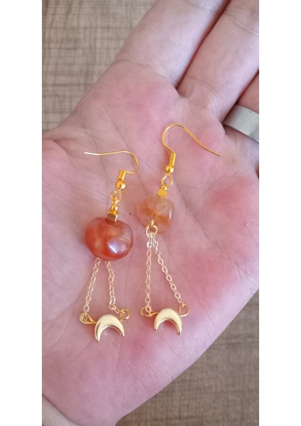 Akik Taşlı Sallantılı Küpe modelleri