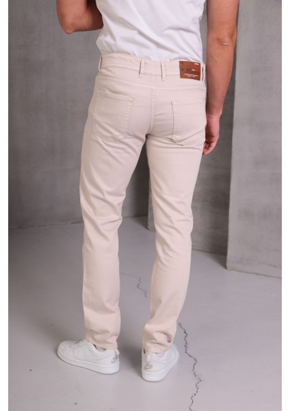 Erkek Krem Slim Fit Pantolon fırsatları