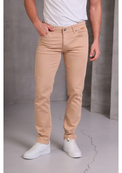 Erkek Krem Slim Fit Pantolon