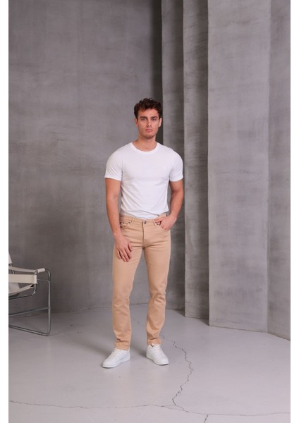 Erkek Krem Slim Fit Pantolon fırsatları