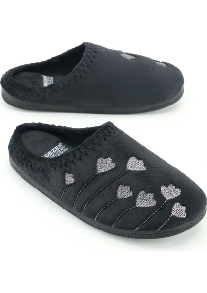 Kadın Kışlık Pu Rahat Taban Nakışlı Tasarım Ev Bahçe Terlik