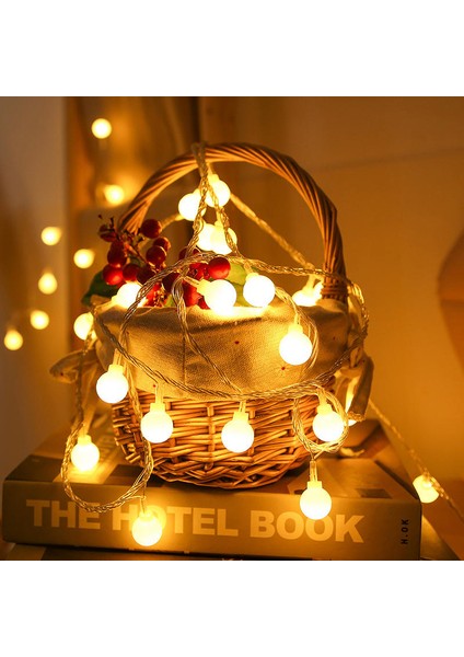 3 Metre 20 LED Beyaz Top Işık - Pilli, Gün Işığı ve 2 Kademeli Dekoratif Süsv indirimleri