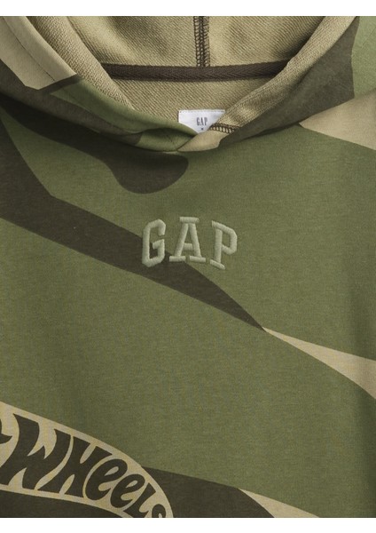 Erkek Çocuk Yeşil Relaxed Gap Logo Kapüşonlu Sweatshirt fiyatları