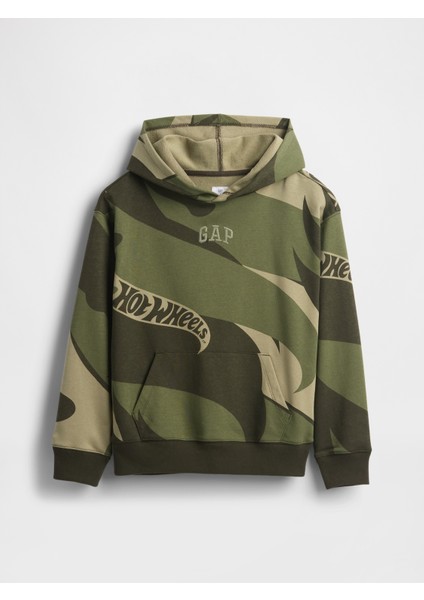 Erkek Çocuk Yeşil Relaxed Gap Logo Kapüşonlu Sweatshirt fırsatları