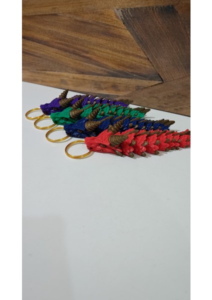 Eklemli Ejderha Anahtarlık | Parlak Boynuzlu & Pullu Fantastik Tasarım