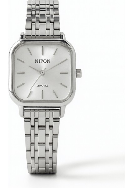 Minimal ve Zarif Kare Kadran Gümüş Kadın Kol Saati