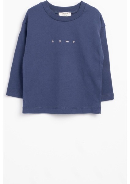 "home" Baskılı Uzun Kollu Tişört – Lacivert