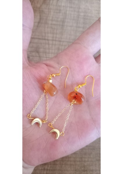 Akik Taşlı Sallantılı Küpe modelleri