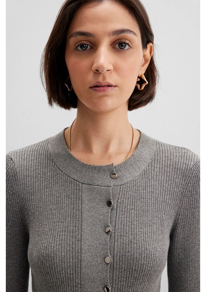 Kadın Yün Karışımlı Gri Kazak 1710830-83096 modelleri