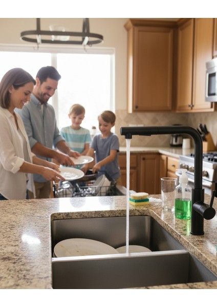 Momi BKM_N73M Çekme Spiralli Siyah Mutfak Evye Bataryası Mat | 348 mm Yükseklik, 275 mm Menzil , Su Tasarruflu Bal Peteği Aeratör, Sessiz kullanım fiyatları