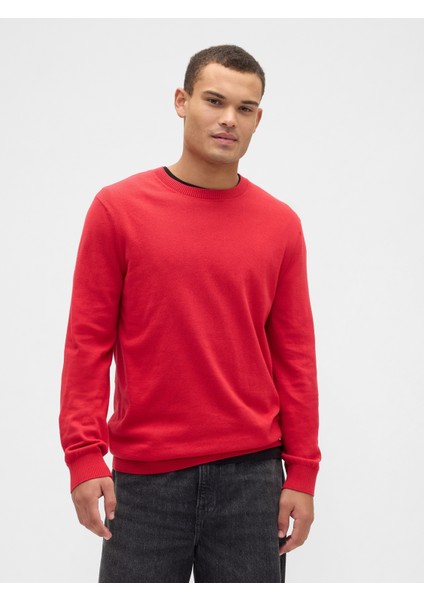 Erkek Kırmızı Bisiklet Yaka Kazak