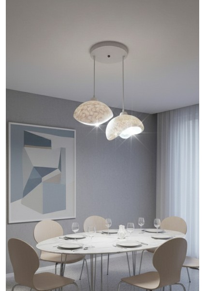 Modern Bohem Beton Görünümlü 2’li Sarkıt Avize Salon Oturma Odası Için Ampul Uyumlu Dekoratif Model fiyatları