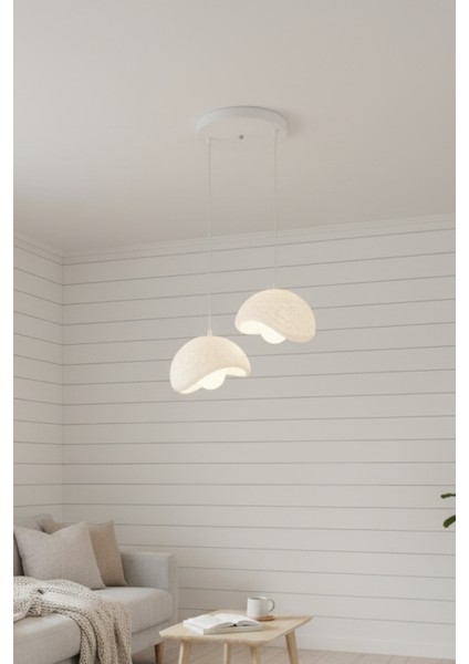 Modern Bohem Beton Görünümlü 2’li Sarkıt Avize Salon Oturma Odası Için Ampul Uyumlu Dekoratif Model fırsatları