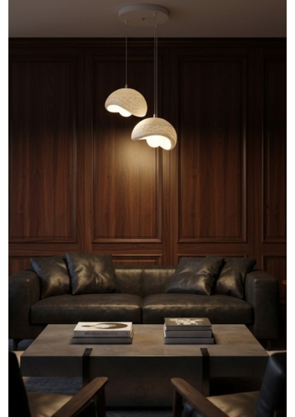 Modern Bohem Beton Görünümlü 2’li Sarkıt Avize Salon Oturma Odası Için Ampul Uyumlu Dekoratif Model indirimleri