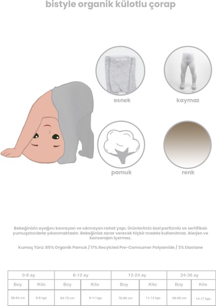 Organik Külotlu Çorap (0-36 Ay, 12 Renk) fiyatları