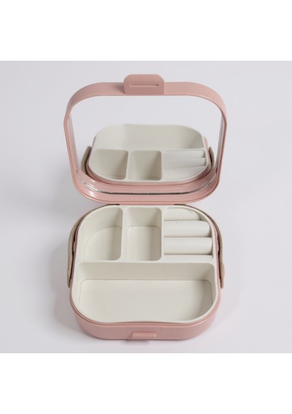 Kompakt Aynalı Seyahat Takı ve Makyaj Kutusu (Travel Kit) | Mini Boy Çok Bölmeli Organizer fırsatları