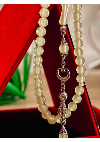 Kedi Gözü Kişiye Özel Harfli Hediyelik Tesbih Gece Karanlıkta Parlar 8 mm Küre Tesbih