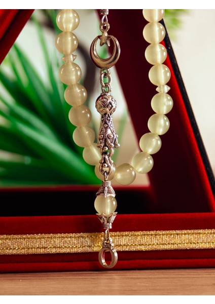 Kedi Gözü Kişiye Özel Harfli Hediyelik Tesbih Gece Karanlıkta Parlar 8 mm Küre Tesbih