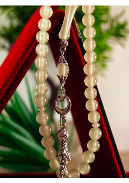 Kedi Gözü Kişiye Özel Harfli Hediyelik Tesbih Gece Karanlıkta Parlar 8 mm Küre Tesbih