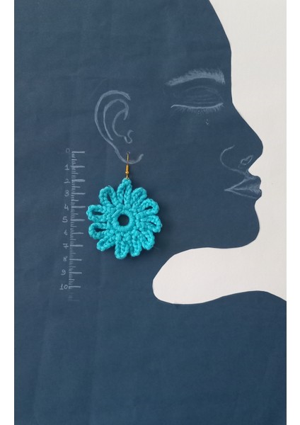 Örgü Crochet Çiçek Motifli Küpe