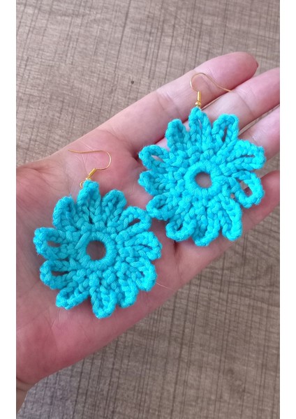 Örgü Crochet Çiçek Motifli Küpe modelleri