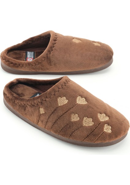 Kadın Kışlık Pu Rahat Taban Nakışlı Tasarım Ev Bahçe Terlik