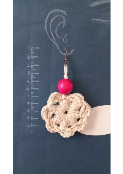 Örgü Beyaz Çiçek Motif Küpe fiyatları