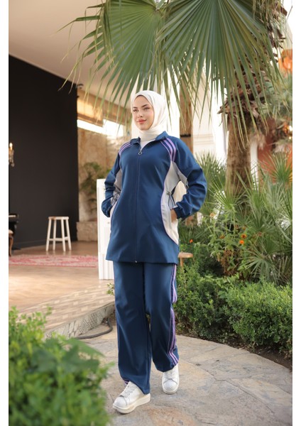 Kadın Tesettür Eşofman Takımı Fermuarlı Alt Üst Eşofman Takımı 499