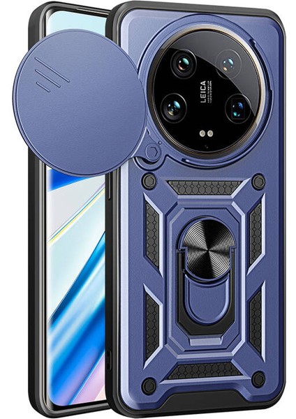 Xiaomi Mi 14 Ultra Kılıf Magnetik Standlı Kamera Korumalı Slide Sürgülü Cover Kapak
