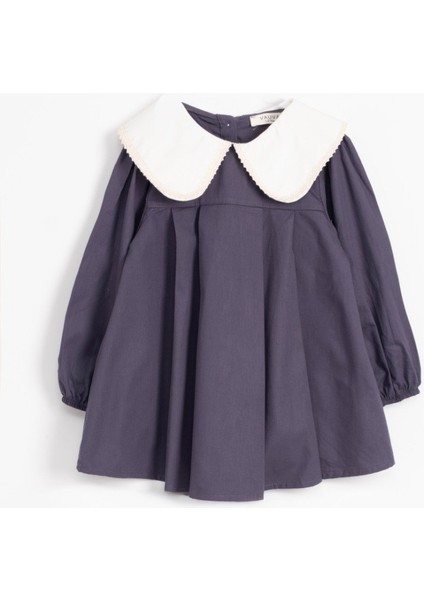 Yakalı Poplin Elbise – Mürdüm