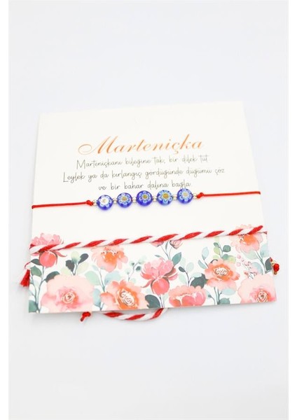 Çiçek Marteniçka Bileklik - Kırmızı