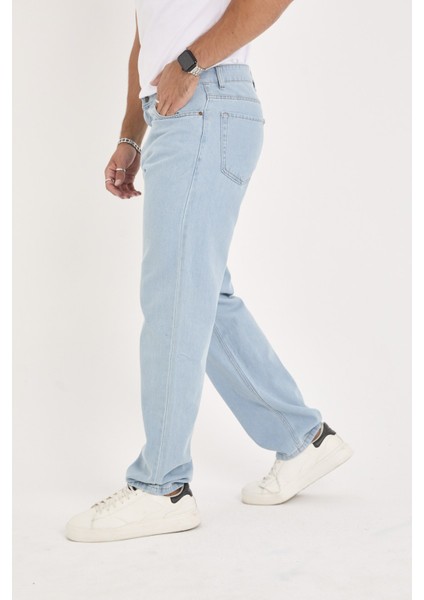 Erkek Mavi Baggy Denim Pantolon