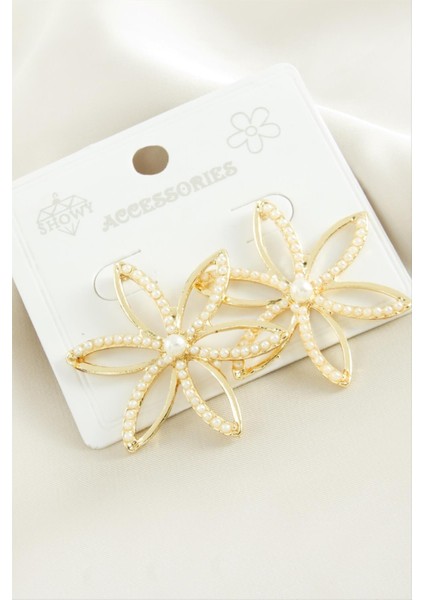 Çiçek Inci Metal Küpe