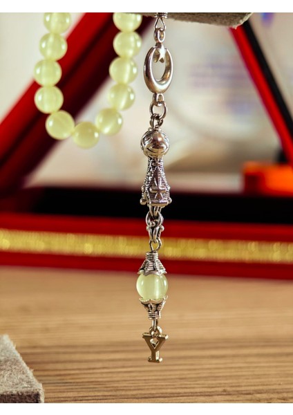 Kedi Gözü Kişiye Özel Harfli Hediyelik Tesbih Gece Karanlıkta Parlar 8 mm Küre Tesbih indirimleri