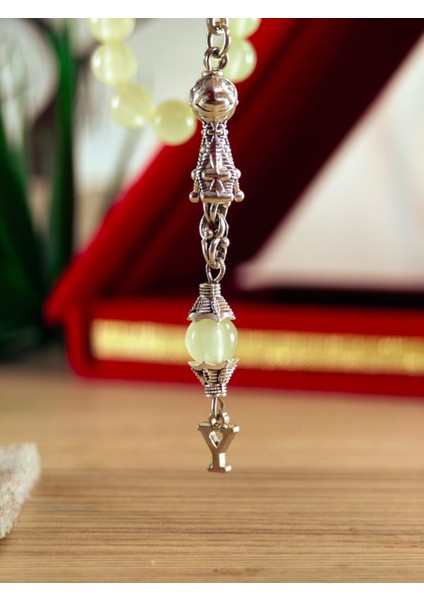 Kedi Gözü Kişiye Özel Harfli Hediyelik Tesbih Gece Karanlıkta Parlar 8 mm Küre Tesbih