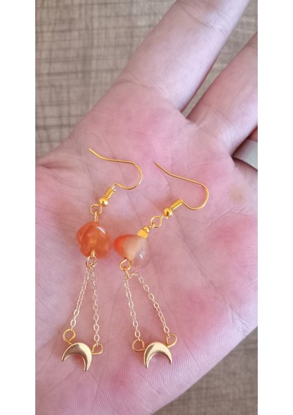 Akik Taşlı Sallantılı Küpe modelleri