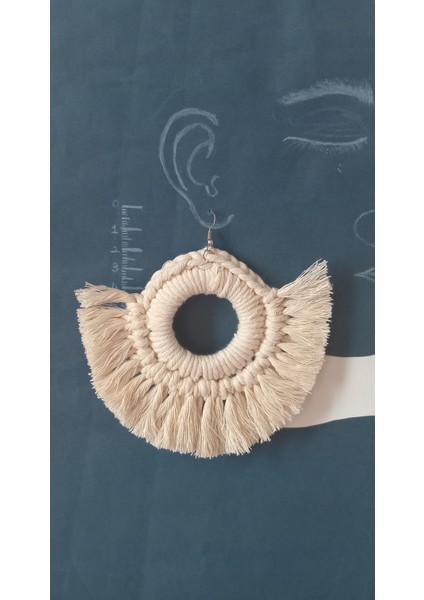 Örgü Macrome Halka Beyaz Küpe fiyatları