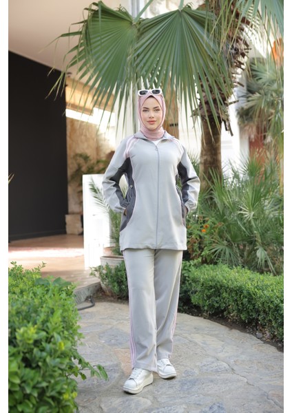 Kadın Tesettür Eşofman Takımı Fermuarlı Alt Üst Eşofman Takımı 499