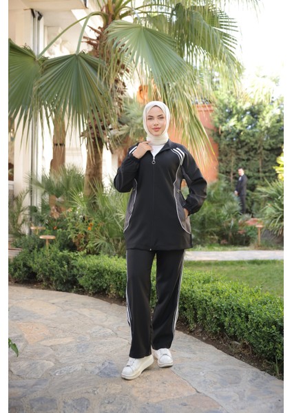 Kadın Tesettür Eşofman Takımı Fermuarlı Alt Üst Eşofman Takımı 499