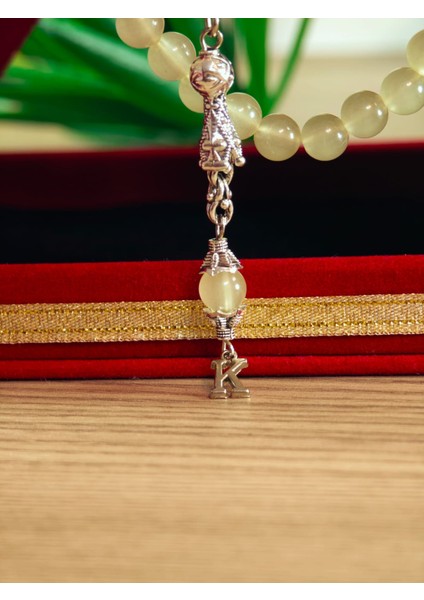 Kedi Gözü Kişiye Özel Harfli Hediyelik Tesbih Gece Karanlıkta Parlar 8 mm Küre Tesbih