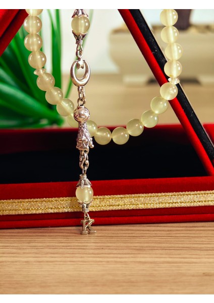 Kedi Gözü Kişiye Özel Harfli Hediyelik Tesbih Gece Karanlıkta Parlar 8 mm Küre Tesbih