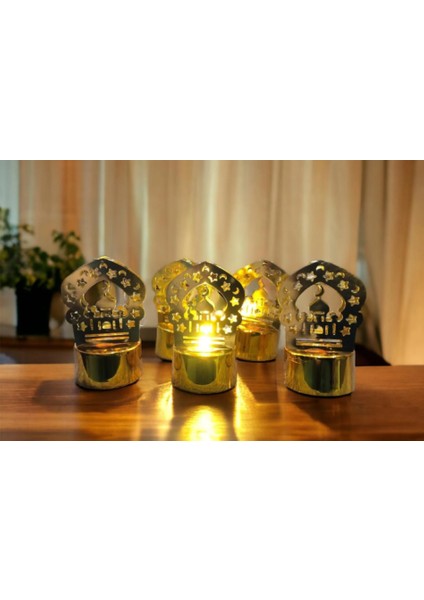 12'li Ramazan Ayaklı LED Işık - Gold Renk, Gün Işığı ve Dekoratif Ramazan Aydınlatması fiyatları