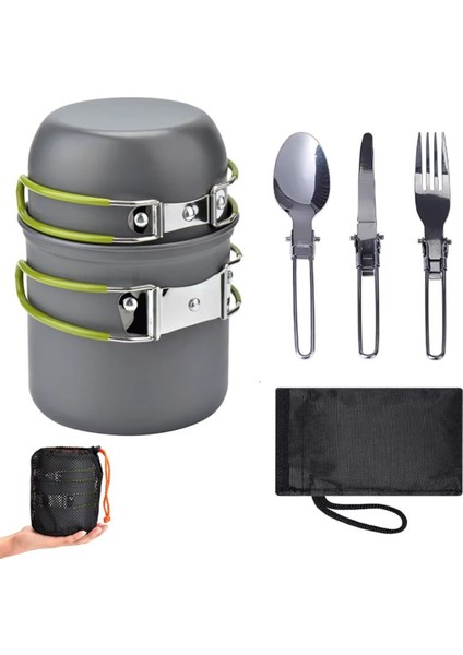 Piknik ve Dağcılık Için Açık Alan Yemek Pişirme Seti, Katlanır Çatal Kaşık Bıçak Takımı