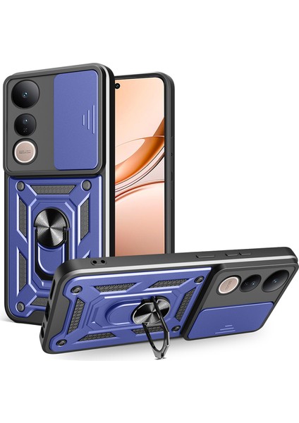 Vivo V50 Lite 4g Kılıf Magnetik Standlı Kamera Korumalı Slide Sürgülü Cover Kapak