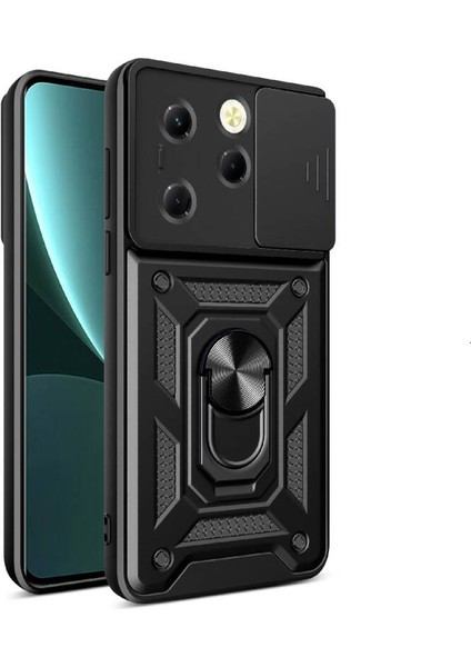 Tecno Spark 20 Pro 4g Kılıf Magnetik Standlı Kamera Korumalı Slide Sürgülü Cover Kapak