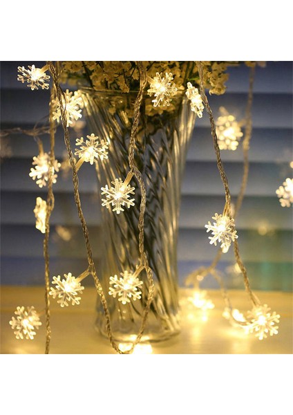 5 Metre 28 LED Kar Tanesi Işık - Gün Işığı, 4cm Figürlü, Kış ve Yılbaşı Dekorasyonu