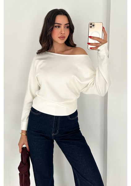 Kadın Omuz Açık Uzun Kollu Bluz – Wine Mood